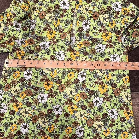 Modcloth Women's 60's Retro Shift Dress Bright Light Green Yellow Brown Size M - Picture 7 of 10